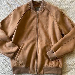 ASOS Men’s Faux Suede Bomber Jacket in Tan